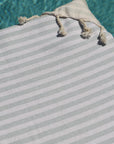 bronte turkish towel light/ice blue stripe close up