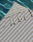 bronte turkish towel beige stripe close up