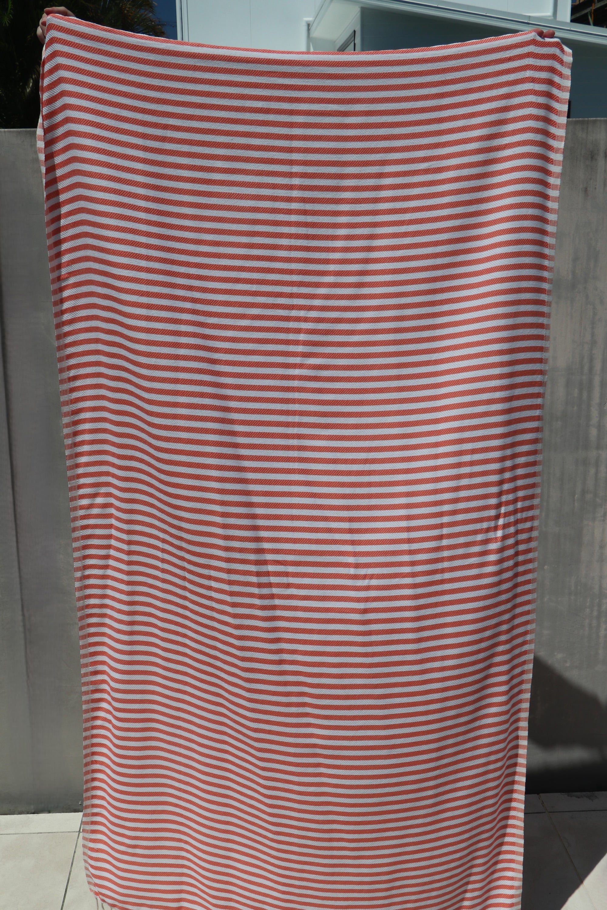 bronte turkish towel full length in coral