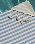 bronte turkish towel sky blue stripe close up