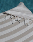 Miami bamboo cotton blend turkish towel in beige close up