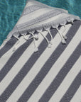 Miami bamboo cotton blend turkish towel in slate close up