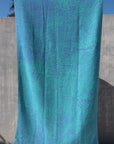 full length image of the newport turkish towel green and blue