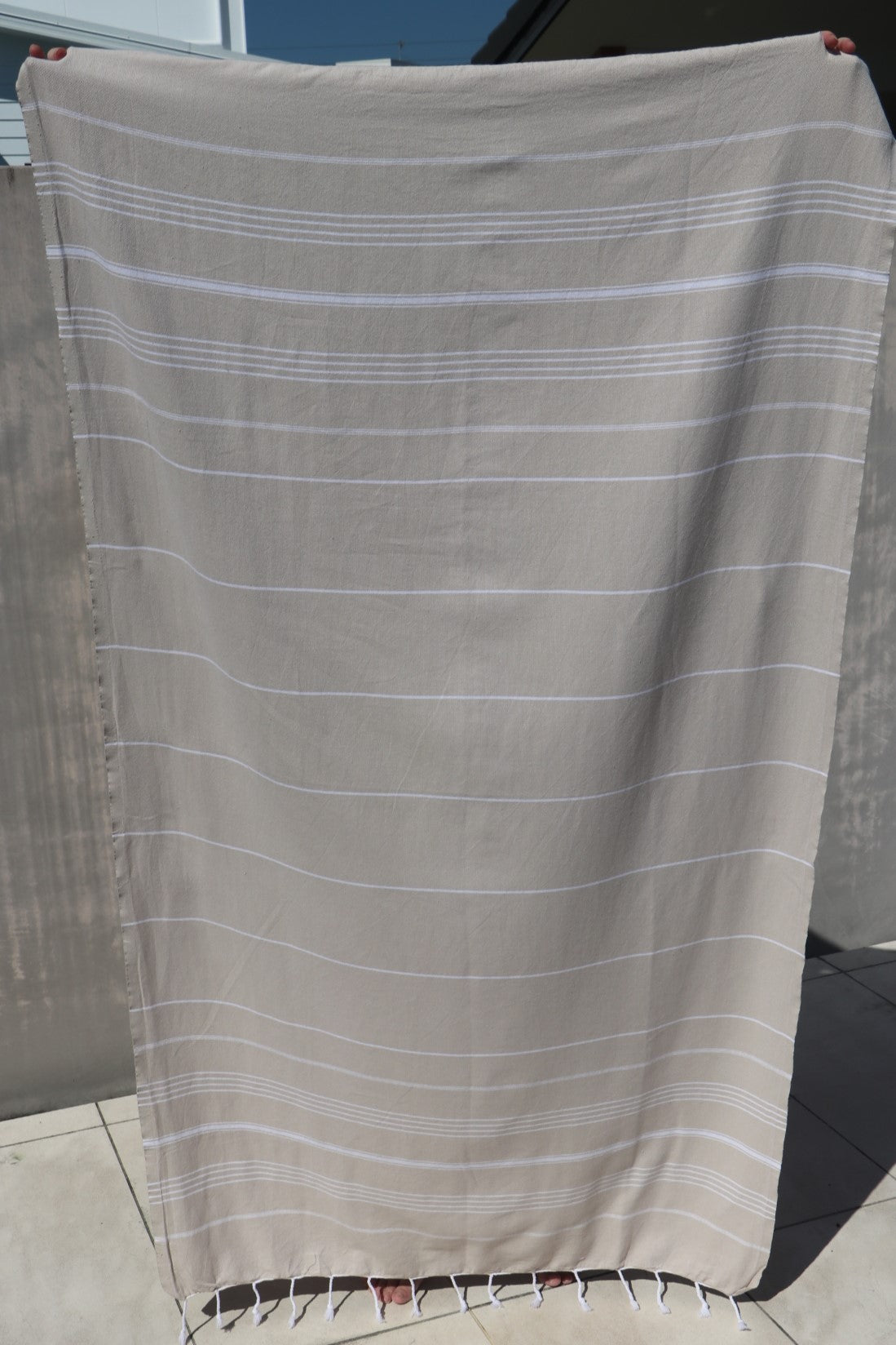 Classic turkish beach towel full length in beige