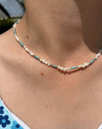 Turquoise Pearl Choker Necklace or Wrap Bracelet
